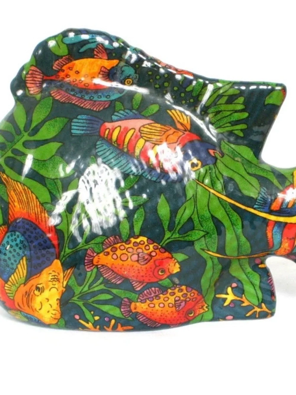 Vintage Tropical fish lacquered ceramic Fish Figurine
